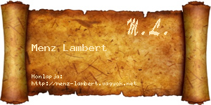 Menz Lambert névjegykártya